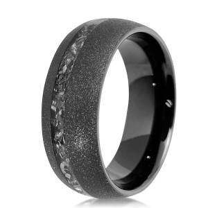 Wholesale New Design Matt Surface Crushed Meteorite Tungsten Ring For Men