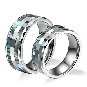 Tungsten Abalone Shell Inlay Rings for Men Women Couples Opal Wedding Band