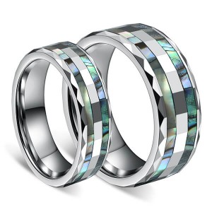 Tungsten Abalone Shell Inlay Rings for Men Women Couples Opal Wedding Band