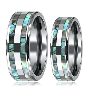 Tungsten Abalone Shell Inlay Rings for Men Women Couples Opal Wedding Band