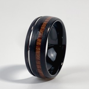 Mens Jewelry Whiskey Barrel Wood And Deer Antler Inlay Tungsten Wedding Band Ring