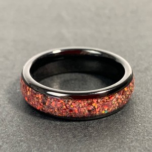 Factory Black Color Inlaid Opal New Desgin Engagement Wedding Ring Jewelry Tungsten Ring