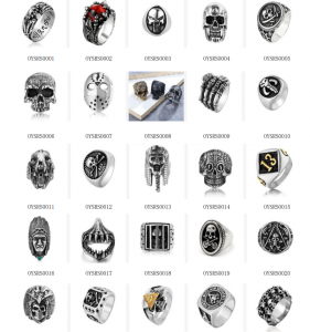 New Vintage Skull Silver Color Ring Mens Skull Biker Rock Roll Punk Jewelry Rings New Ghost Stainless Steel Men Punk Jewelry Gift Ring