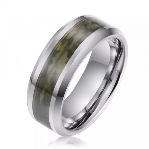 Green Camouflage Fashion Jewelry Party High Quality Tungsten Carbide Steel Ring For Men