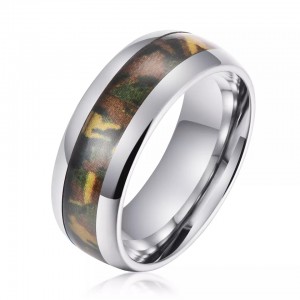 Green Camouflage Fashion Jewelry Party High Quality Tungsten Carbide Steel Ring For Men