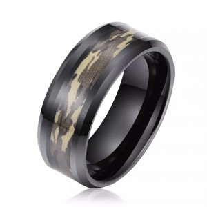 Green Camouflage Fashion Jewelry Party High Quality Tungsten Carbide Steel Ring For Men