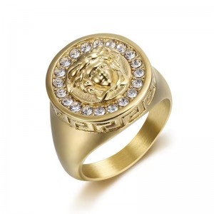 Luxury Brand Punk 18k Gold Plated Titanium Steel Men Medusa Rings For Men Jewelry