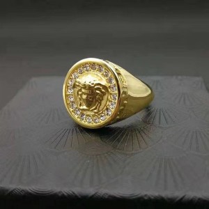 Luxury Brand Punk 18k Gold Plated Titanium Steel Men Medusa Rings For Men Jewelry