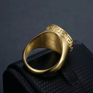 Luxury Brand Punk 18k Gold Plated Titanium Steel Men Medusa Rings For Men Jewelry