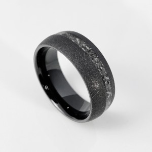 Wholesale New Design Matt Surface Crushed Meteorite Tungsten Ring For Men