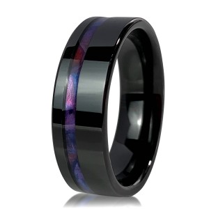 New Design Jewelry Trendy Inlay Pvc Rainbow 8mm Black Tungsten Carbide Ring For Boys Ring