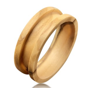 Popular Diy Jewelry Wedding Band Base Core 8mm Dome Edge Channel Setting Sandalswood Ring Blanks For Inlay