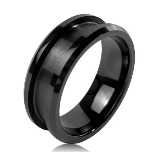 High Quality 8 Mm Black Ceramic Ring Blank For Off-set Inlay