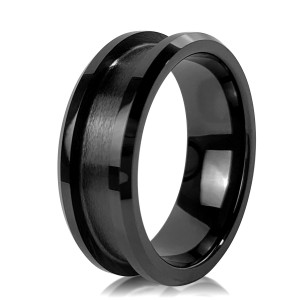 High Quality 8 Mm Black Ceramic Ring Blank For Off-set Inlay