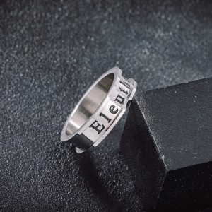 Fashion jewelry Alphabet Fluted Ring Vintage Freedom titanium ring silver Couples ring