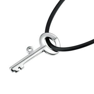 Large Open Key Pendant Necklace For Men or Women Girlfriend Polished Stainless Steel With Chain