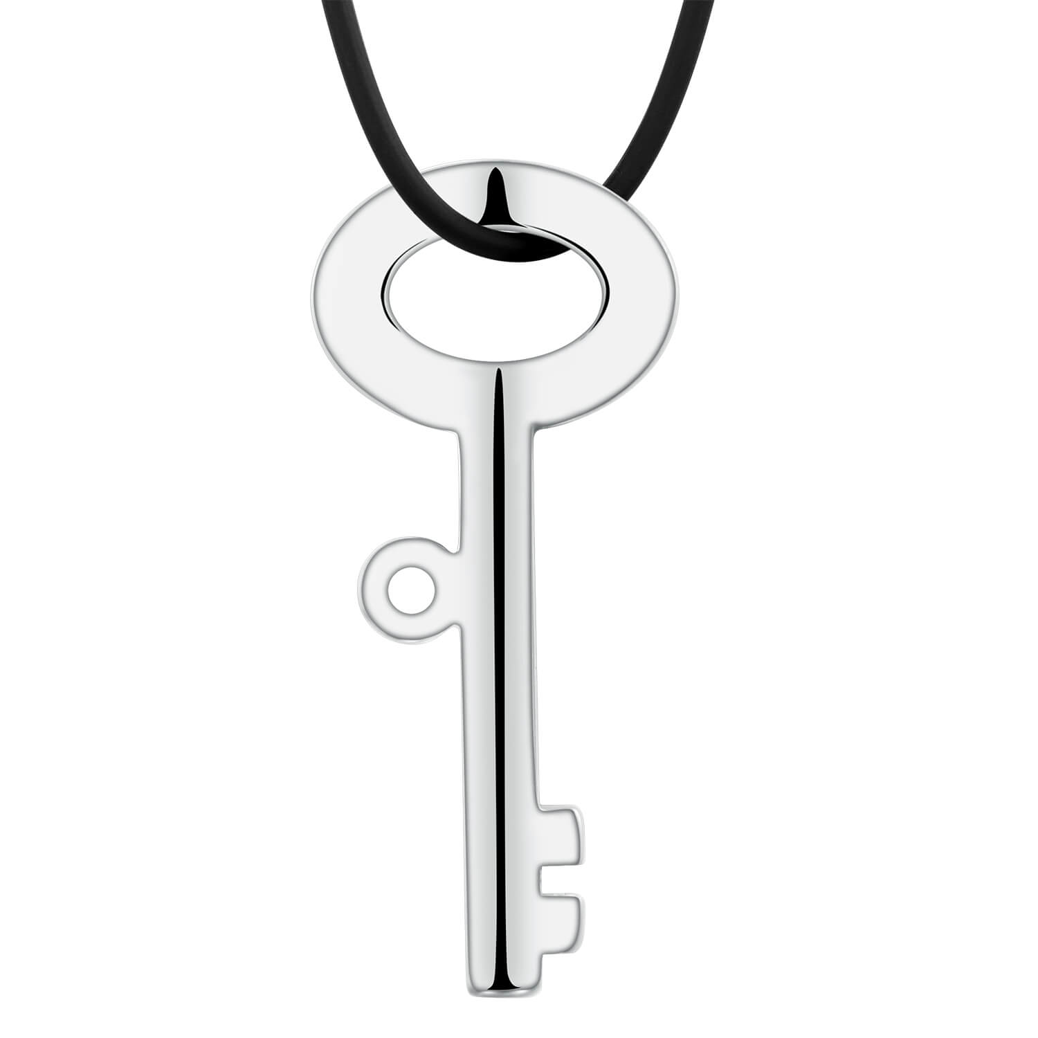 Large Open Key Pendant Necklace For Men or Women Girlfriend Polished Stainless Steel With Chain Featured Image