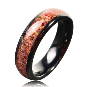 China custom black tungsten carbide ring men black tungsten ring with opal inlay